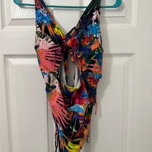 SHEIN Multicolor Tropical Print One Piece Swimsuit